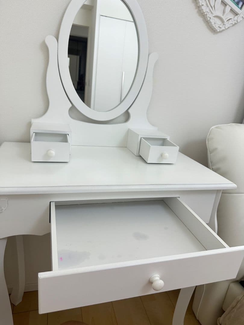 ホワイト 木製 ドレッサー 鏡台