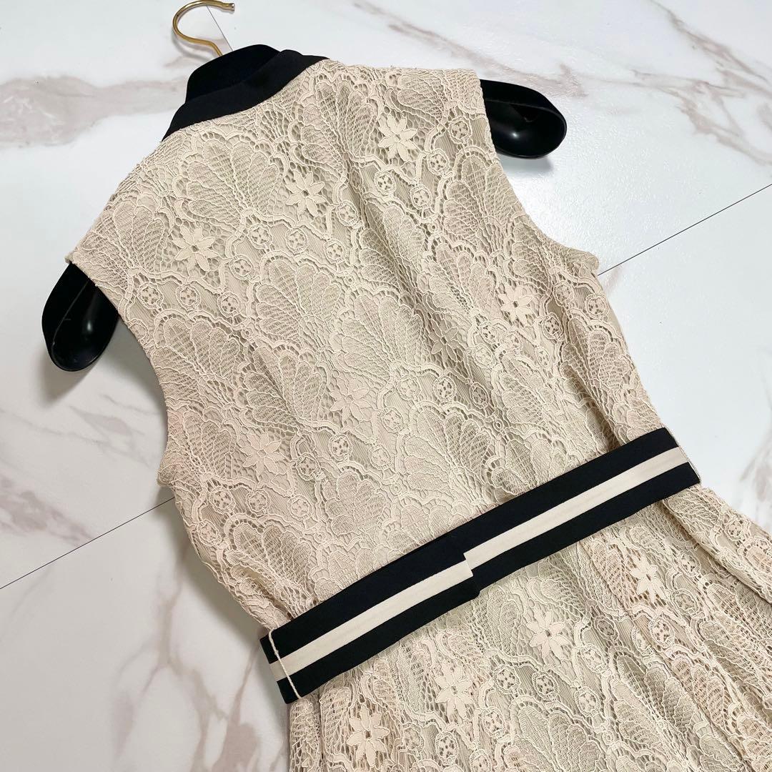 近年✨ダイアグラム レース 刺繍 ワンピース ドレス ベルト Aライン 36