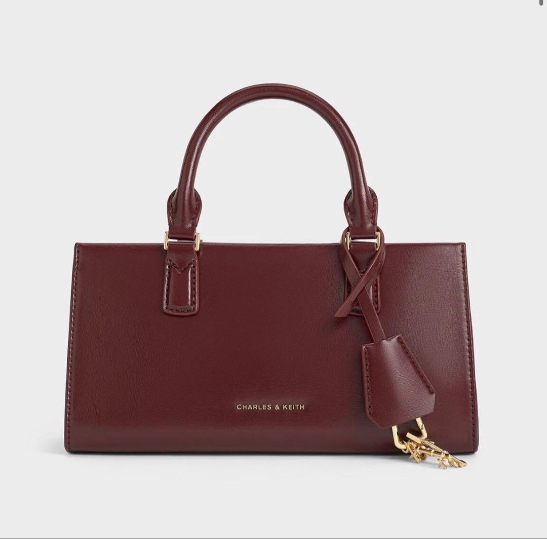 CHARLES & KEITH ミニケリー トートバッグ マルベリープラム