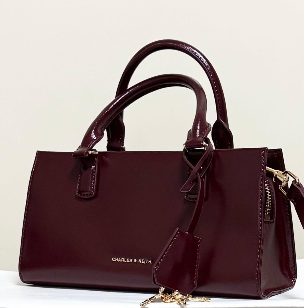 CHARLES & KEITH ミニケリー トートバッグ マルベリープラム