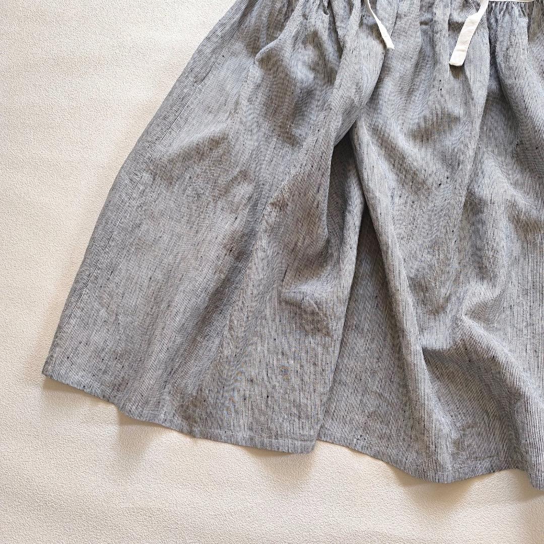 s*mam+ リネン ストライプ サスペンダー スカート 作家さん ハンドメイド