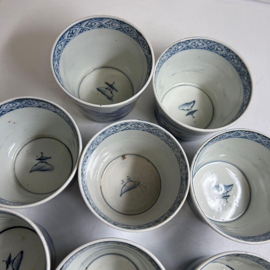 古伊万里染付そば猪口10客　口径約8㎝　東Y8-0122②タトチ