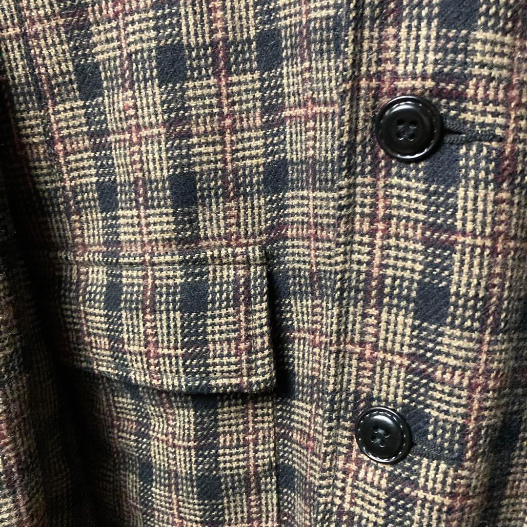 ヴィンテージ　テーラードジャケット　M チェック柄　起毛　レトロ