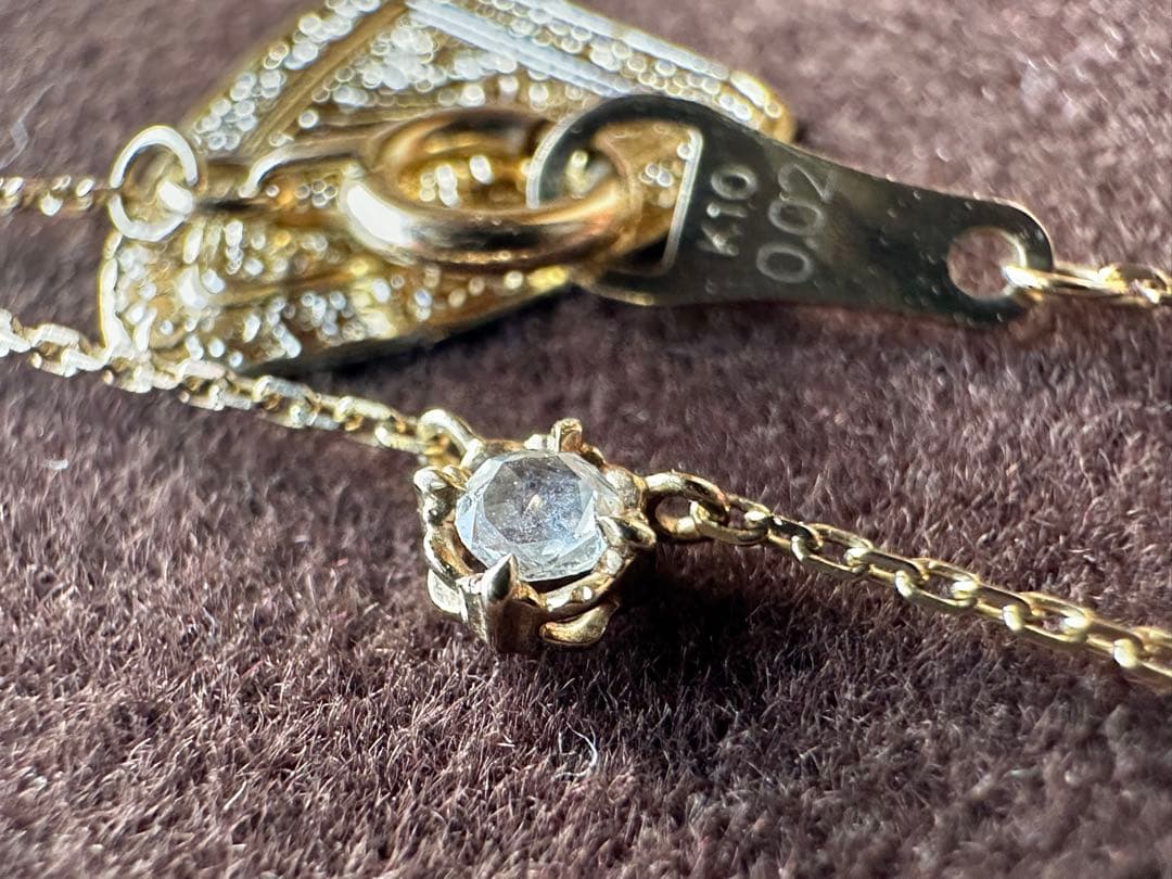 agete first K10 ローズカットダイヤ ネックレス