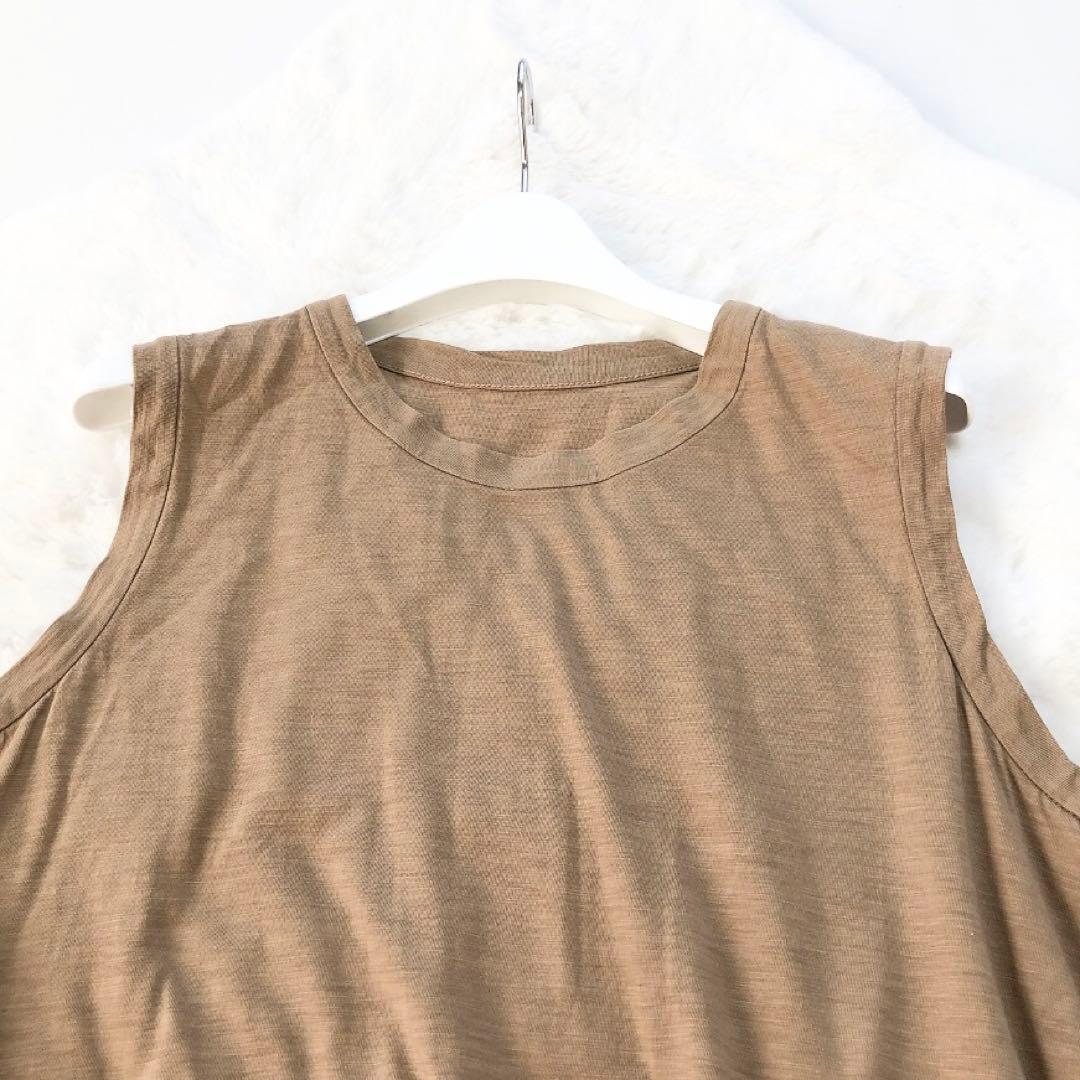 45R*コットンロングワンピース　マキシ丈　ロング　ベージュ　ノースリーブ