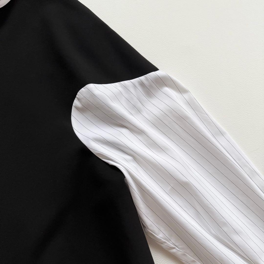 美品✨2023AW エンフォルド　ダブルクロス コンビプルオーバーシャツ38