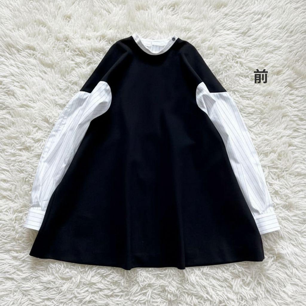 美品✨2023AW エンフォルド　ダブルクロス コンビプルオーバーシャツ38