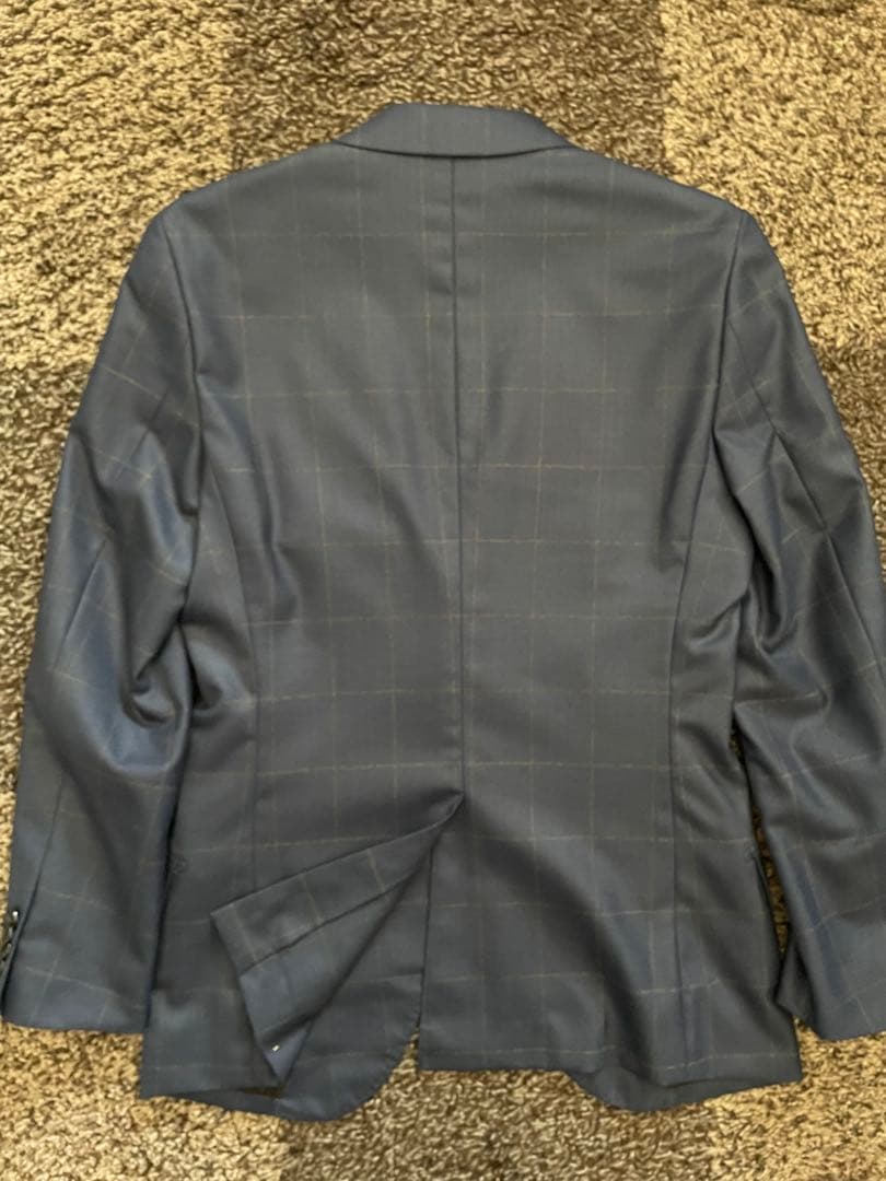 【ほぼ未使用】イタリア製セットアップスーツ44ネイビーブルー