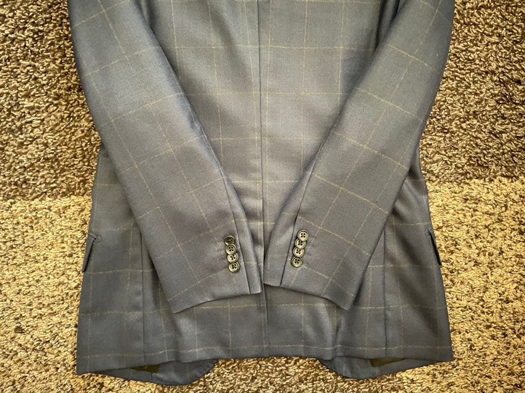 【ほぼ未使用】イタリア製セットアップスーツ44ネイビーブルー