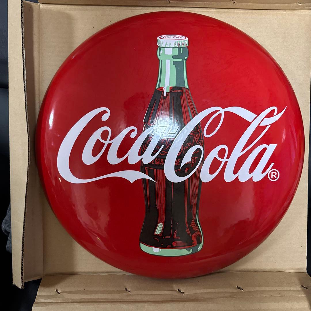 ヴィンテージ　コカコーラ　丸型看板　ブリキ　ホーロー　アンティーク