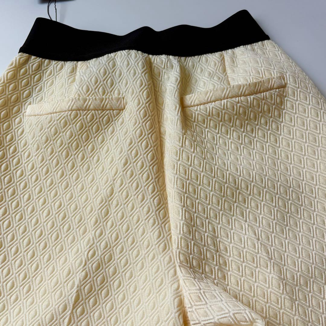 新品✨タグ付　M-fil ジャガードパンツ　アイボリー　ウエストゴム　36