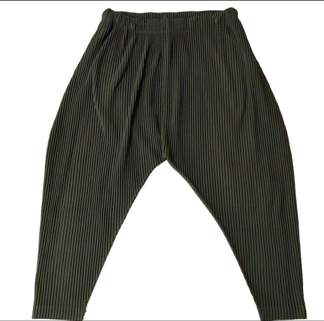 homme plisse オムプリッセ プリーツ サルエルパンツ モスグリーン