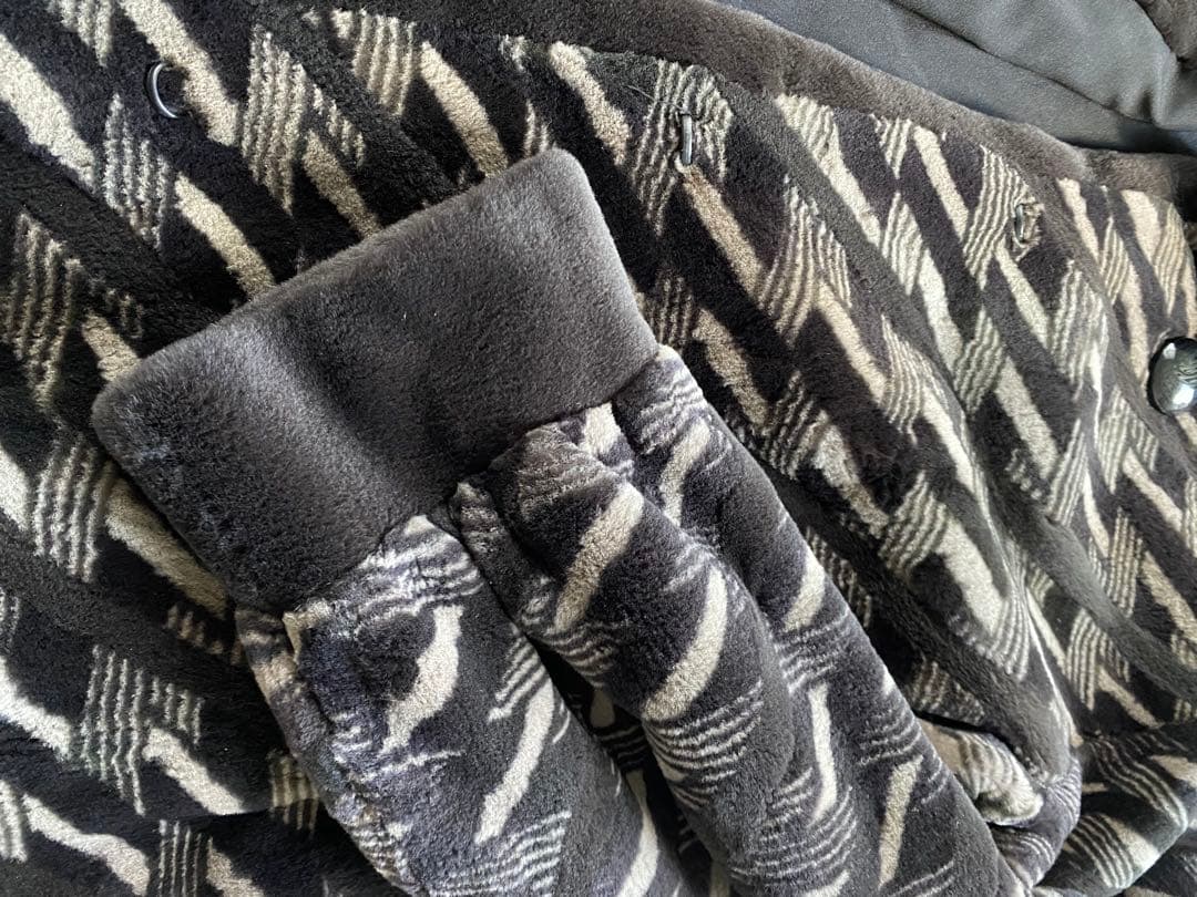 婦人服　毛皮　フェイクファーコート ブラックグレー