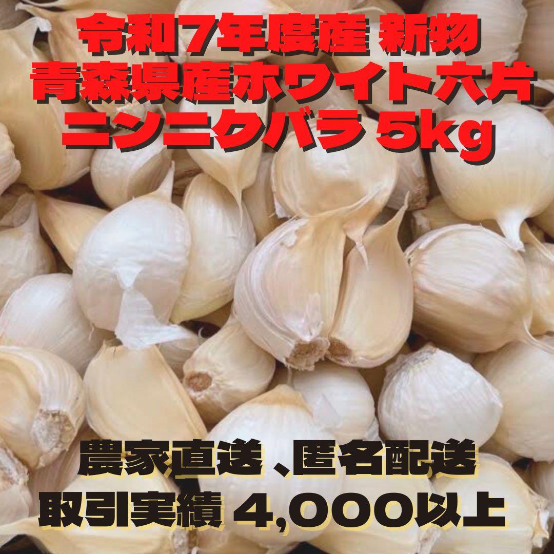 青森県産 ホワイト六片 ニンニク にんにく バラ 5kg