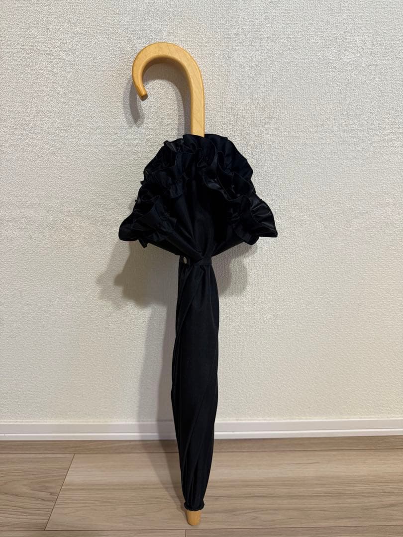 サンバリア100 2段折フリルブラック 木曲がり手元