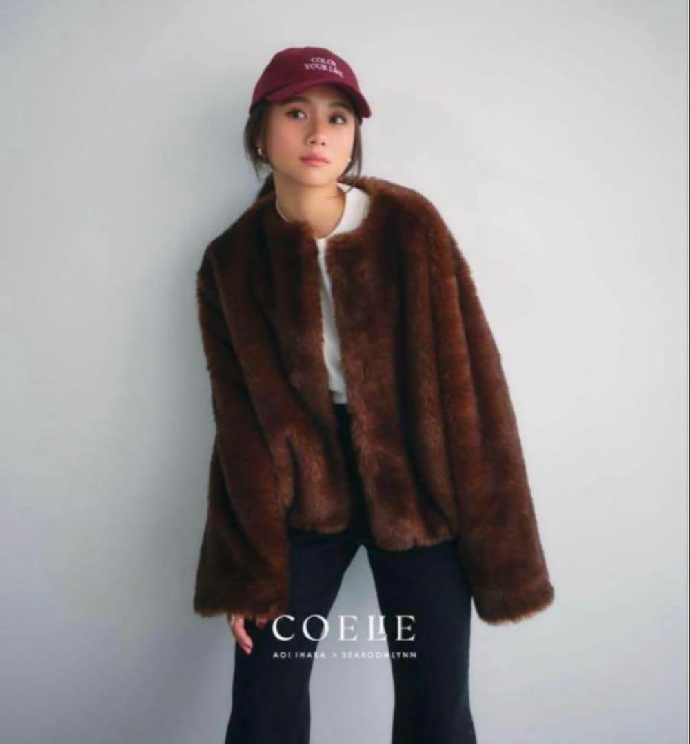 【完売品美品】searoomlynn 伊原葵 Eco Fur ノーカラーコート
