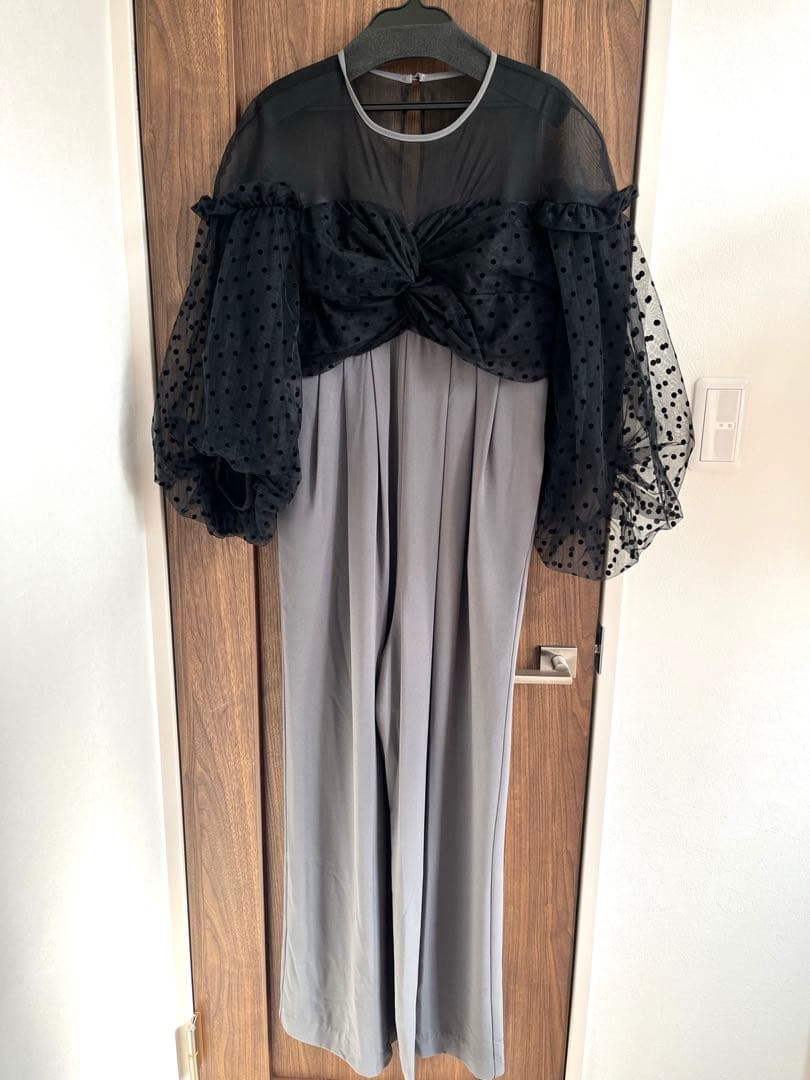 niana ANDRESD グレー オールインワン パーティードレスシースルー袖