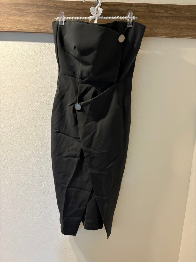 RANS ドレス丈長/ドレス/ワンピース/ベア/タイト/ホワイト/ラップデザイン