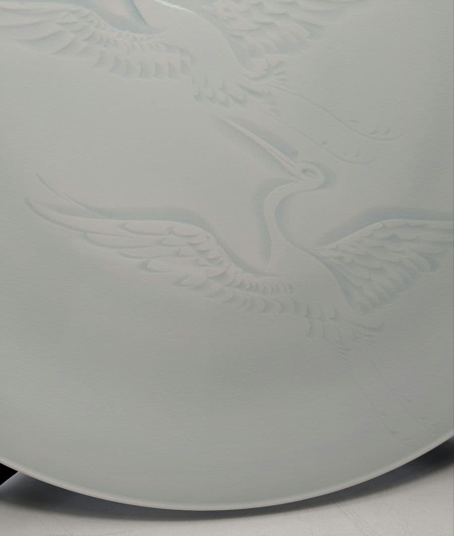 快山窯 青白磁瑞鳥文皿 共箱合布栞 大皿 飾り皿 食器 平皿 人間国宝塚本快示