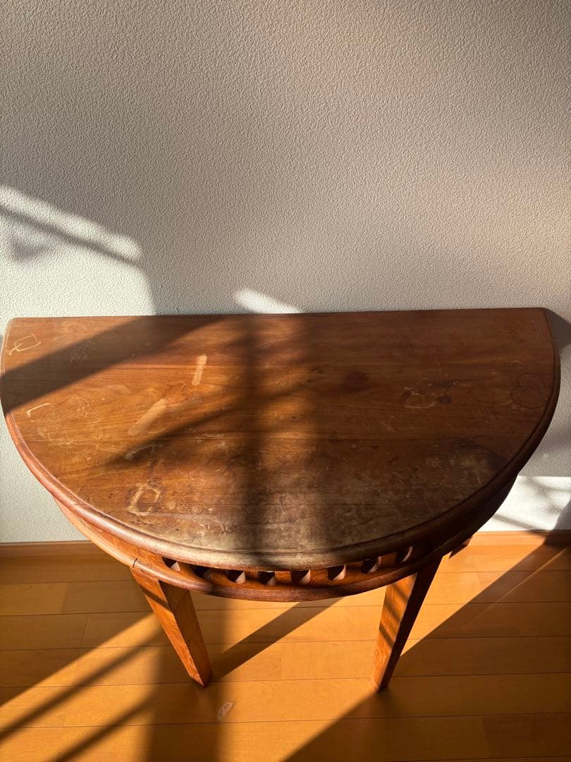 木製 半月形 サイドテーブル