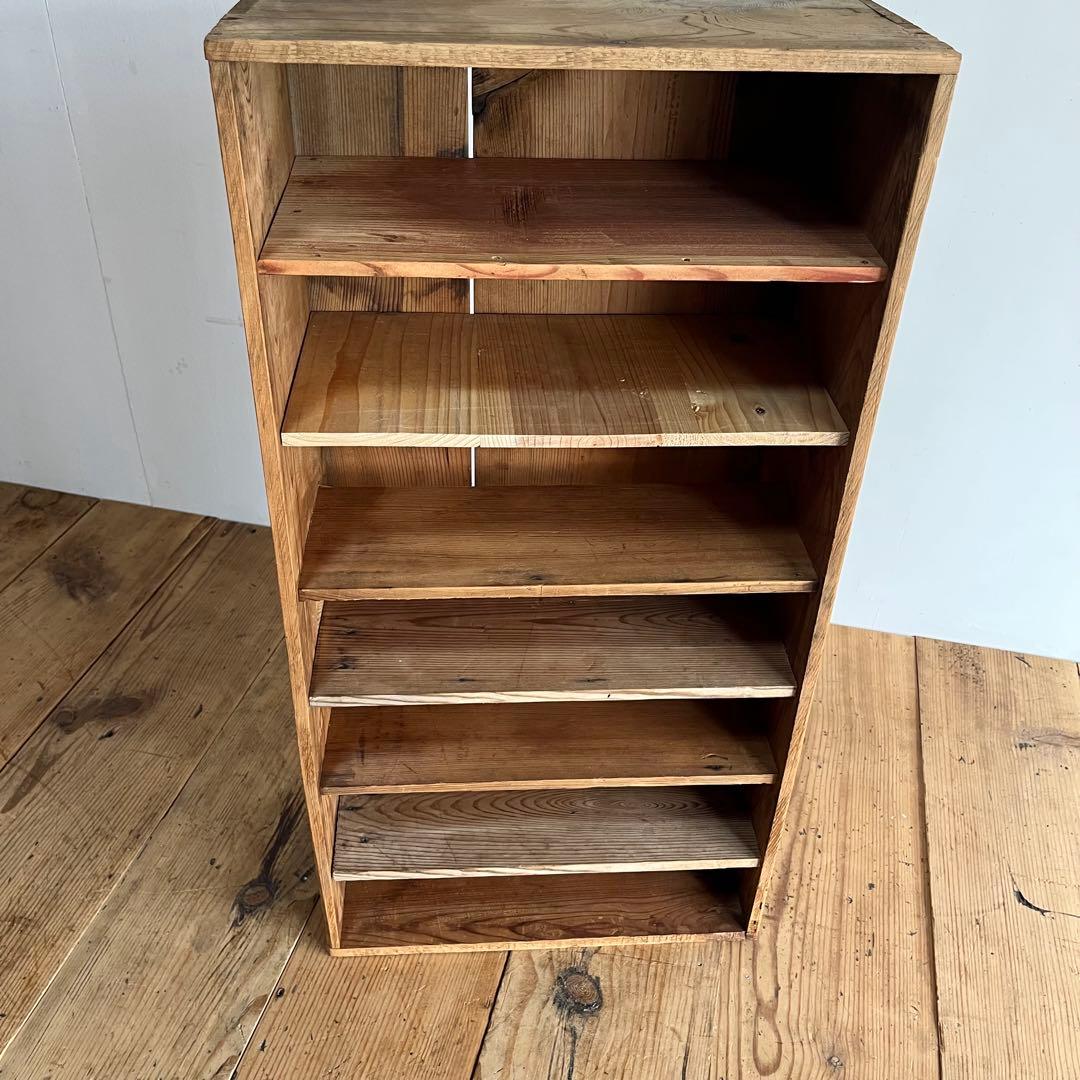 アンティーク 2way 仕切り棚 チェスト 食器棚 書類棚 無垢材 無塗装