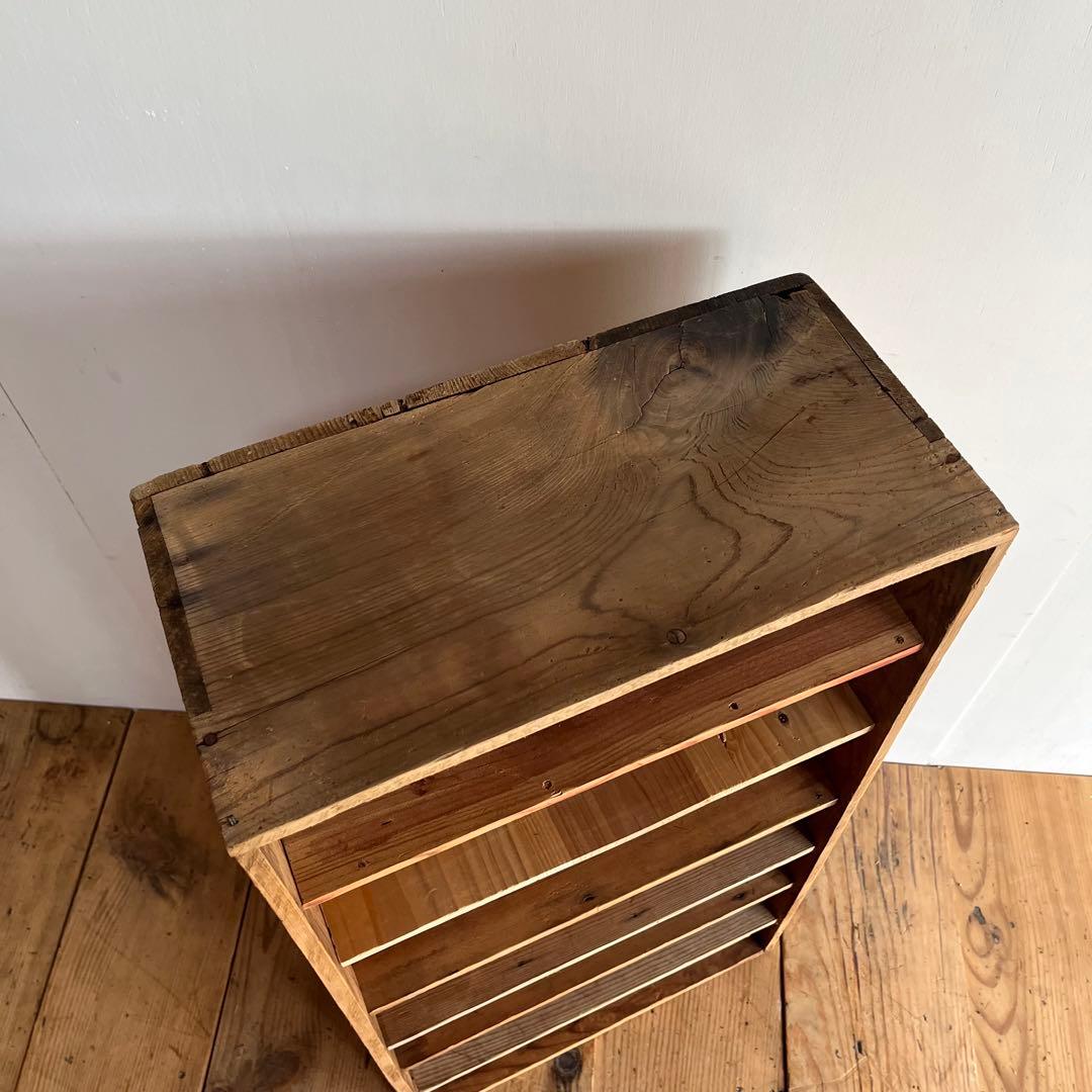 アンティーク 2way 仕切り棚 チェスト 食器棚 書類棚 無垢材 無塗装