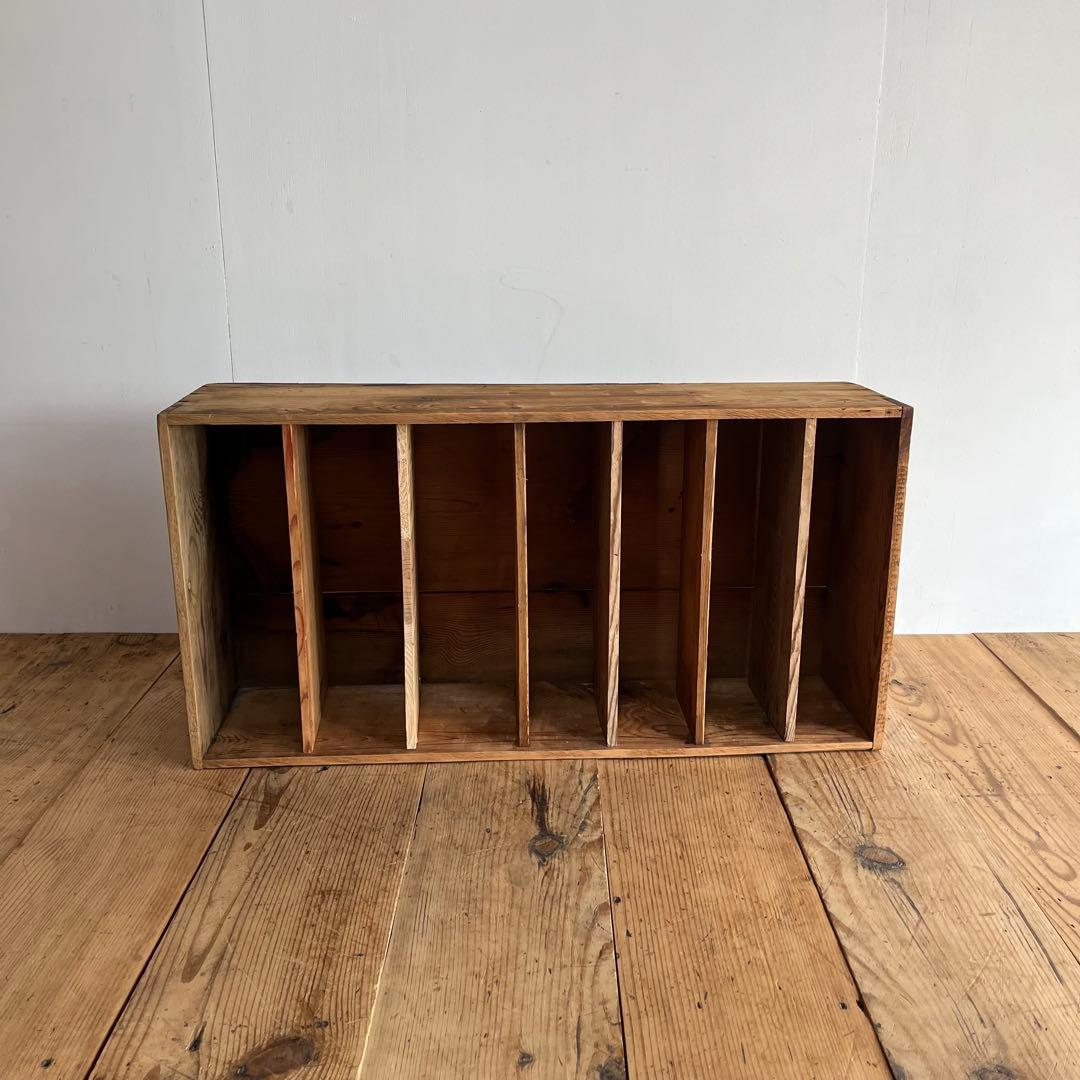 アンティーク 2way 仕切り棚 チェスト 食器棚 書類棚 無垢材 無塗装