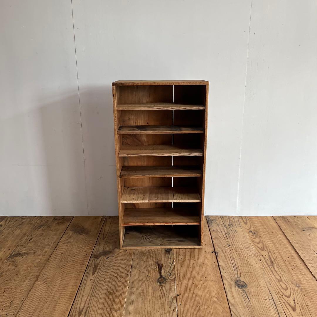 アンティーク 2way 仕切り棚 チェスト 食器棚 書類棚 無垢材 無塗装