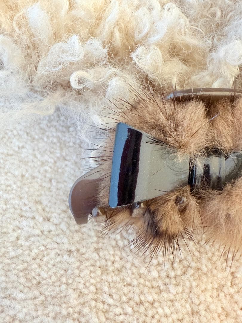 アレクサンドル ドゥ パリ　 リボン×リアルファー×スワロ付き クリップ