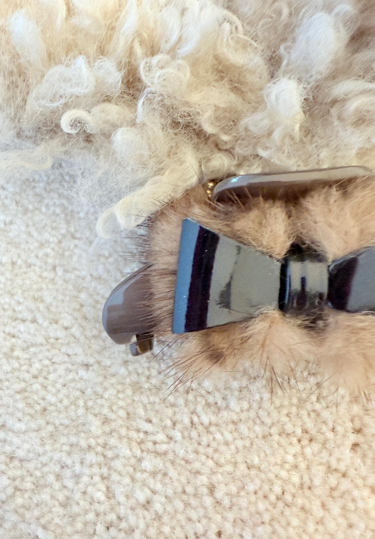 アレクサンドル ドゥ パリ　 リボン×リアルファー×スワロ付き クリップ