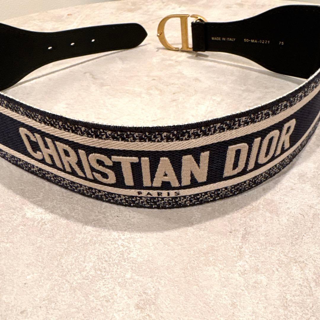 ベルト 75 Dior ディオール エンブロイダリー CDロゴ キャンバス