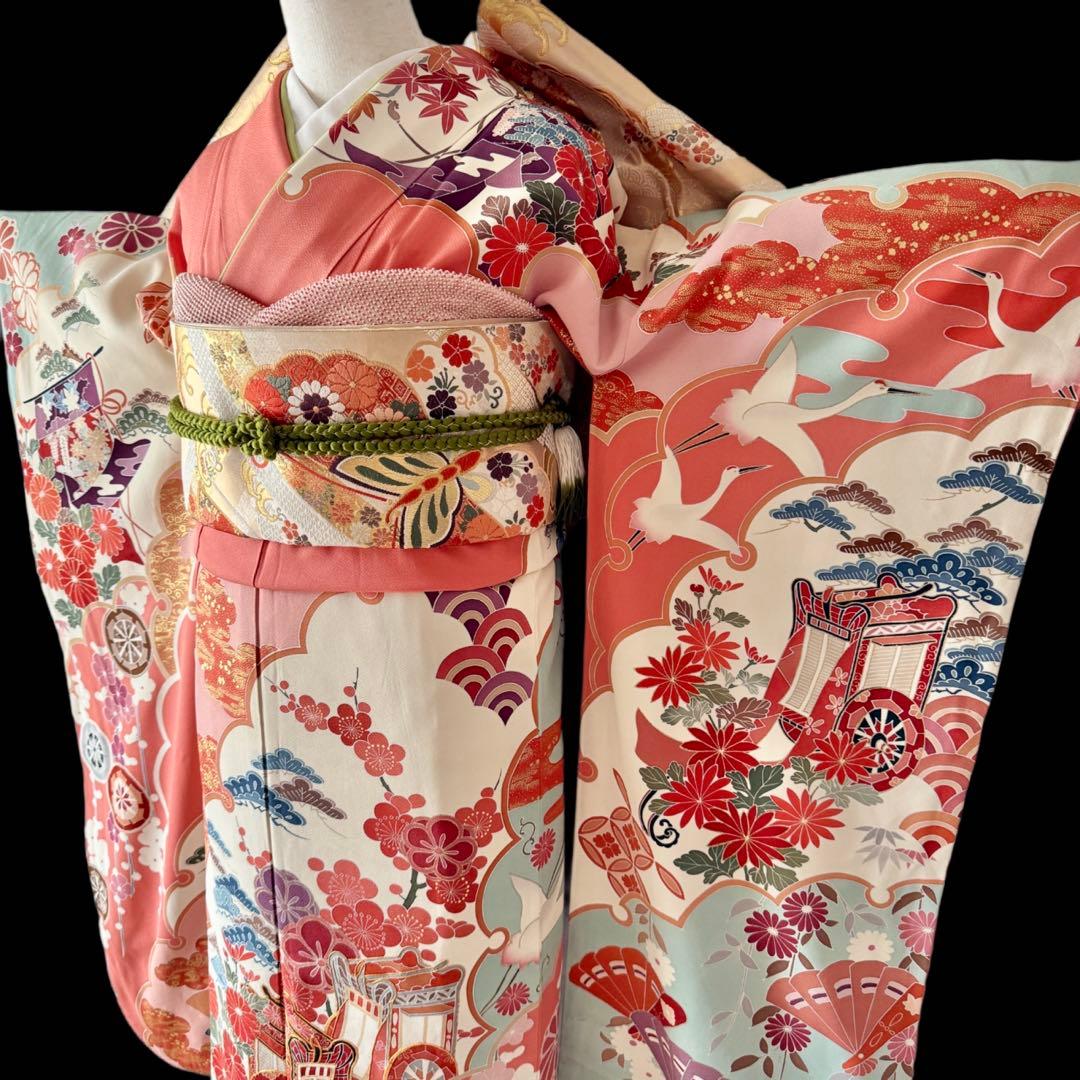 上質　振袖フルセット　手挿し友禅　古典柄　トールサイズ　168cmまで