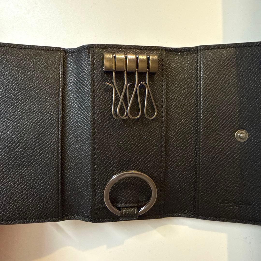 【未使用品】COACHコーチ メンズ キーケース 本革 4連キーケース 黒