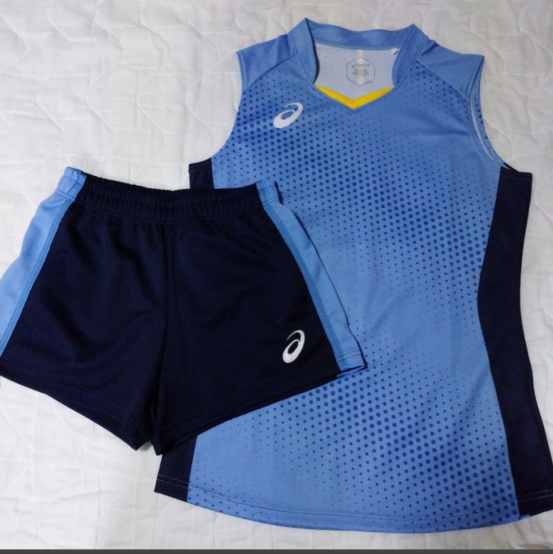 アシックス製 バレーボール競技用ユニホーム、ゲームシャツ&パンツ上下セット