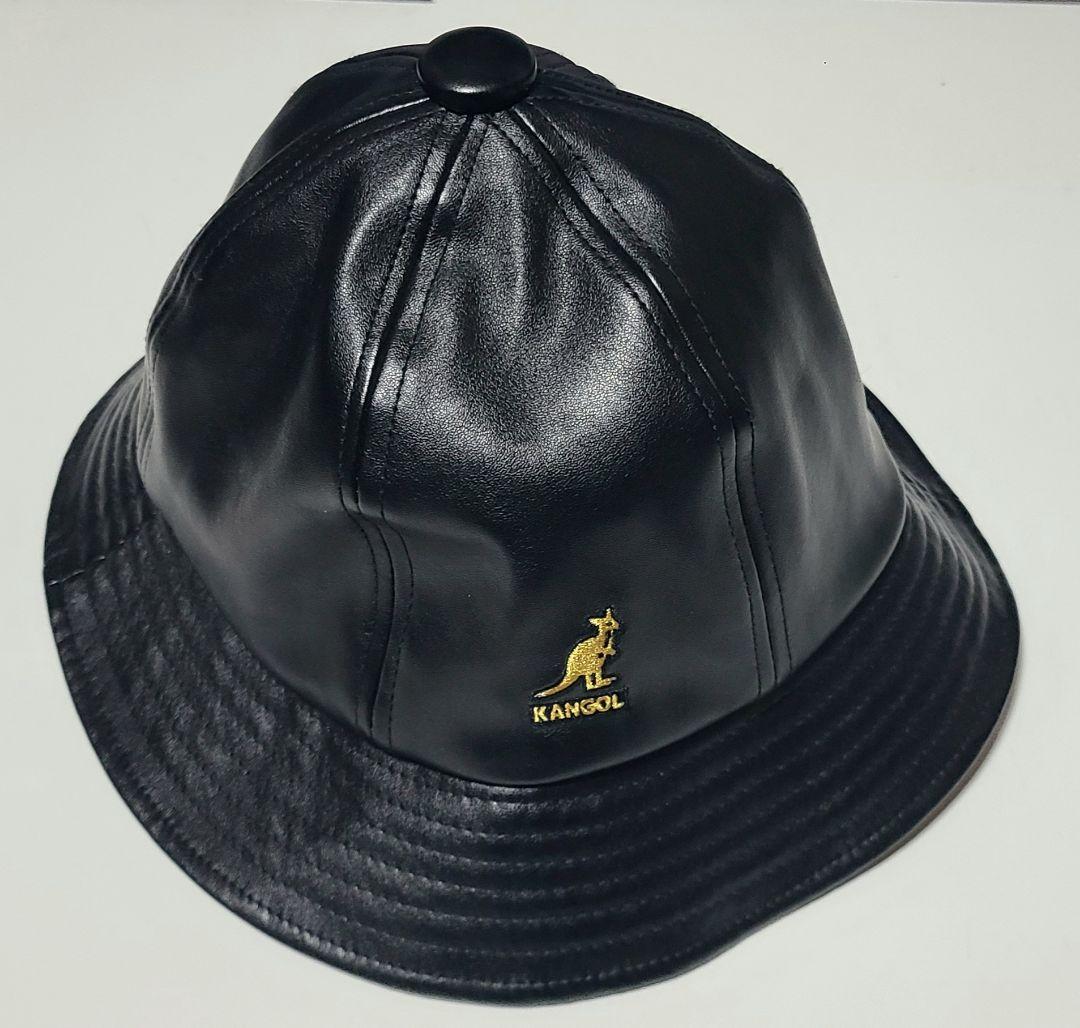 【廃番品】KANGOL ベル型 バケットハット L 黒 金ロゴ 希少 ストリート