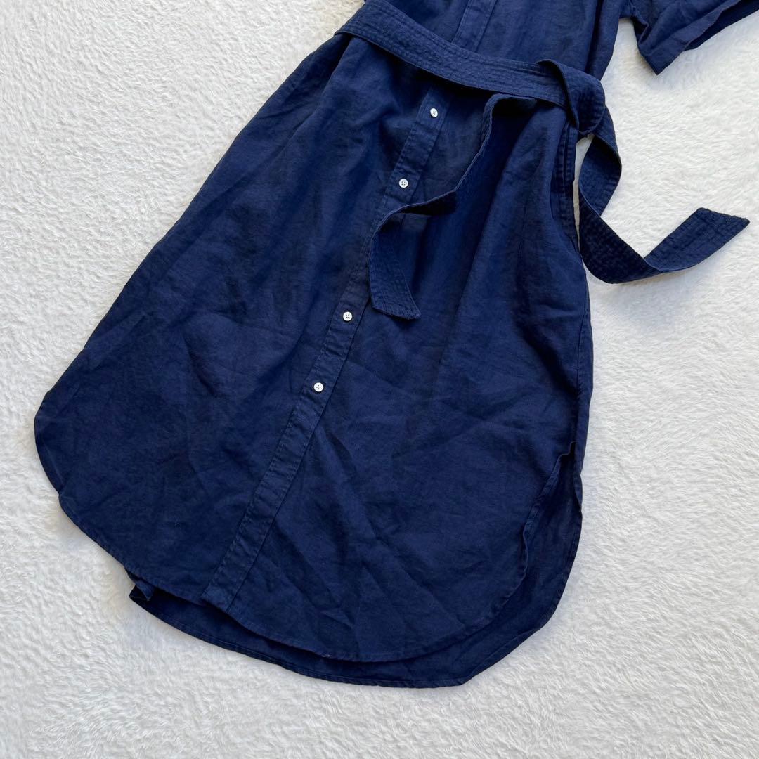 25SS現行/RL+ ポロラルフローレン リネン100 マキシ丈 シャツワンピ