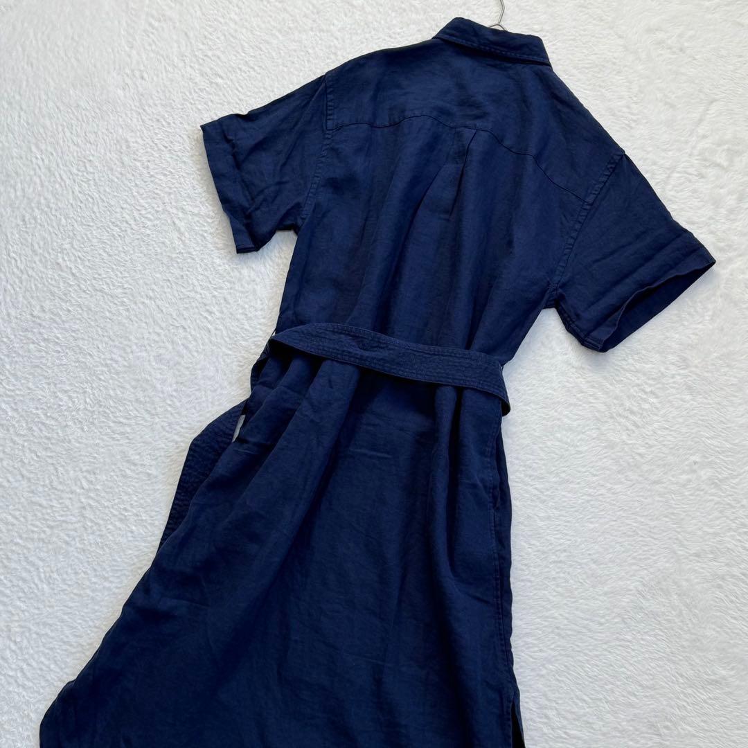 25SS現行/RL+ ポロラルフローレン リネン100 マキシ丈 シャツワンピ