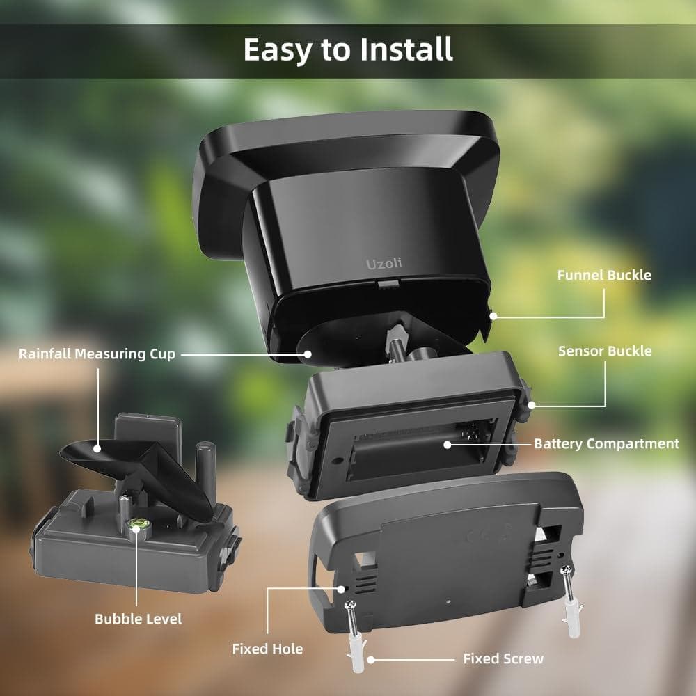 Uzoli 多機能気象ステーション 雨量計 温度計 原子時計 庭 屋外用