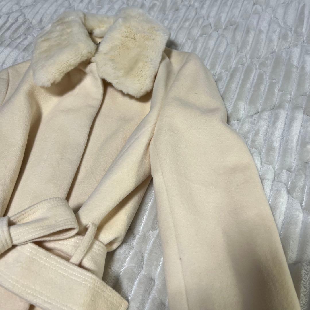 【a3880】エフデ 新品 フォックスファーアンゴラコート ベージュ M