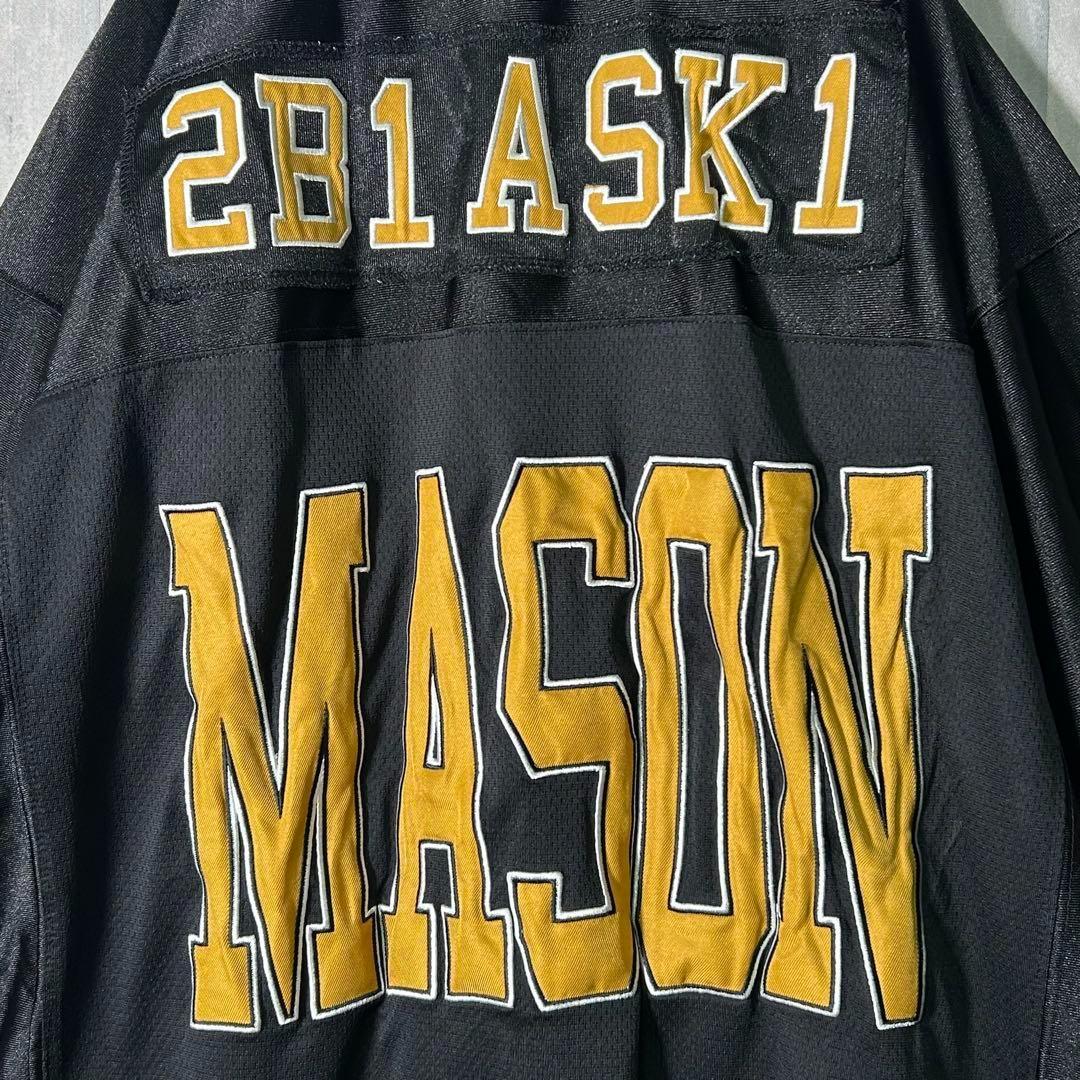 フリーメイソン 刺繍 ゲームシャツ フットボール リンガー 黒 XL 秘密結社