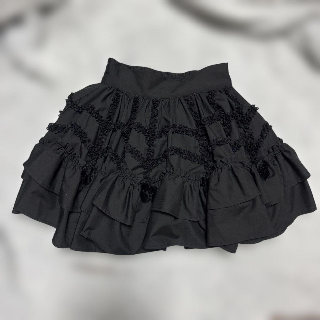 スカート AVENCHUMU Lace spider frill&ribbon skirt
