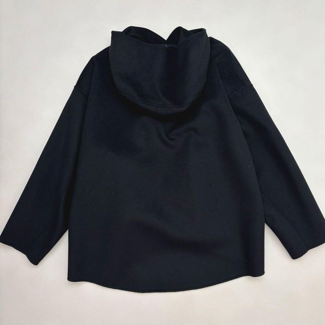 ミズイロインド　ウール ショートリバーコート 黒　フード