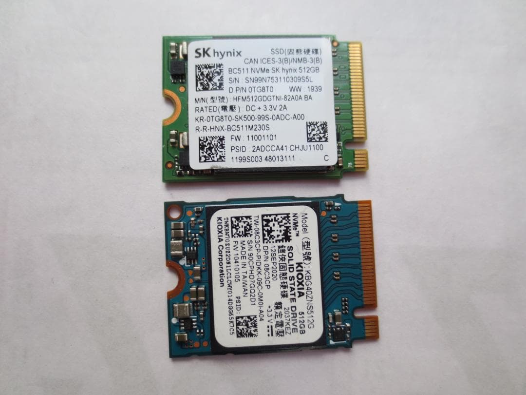 M.2 2230 NVMe SSD 512GB 2枚