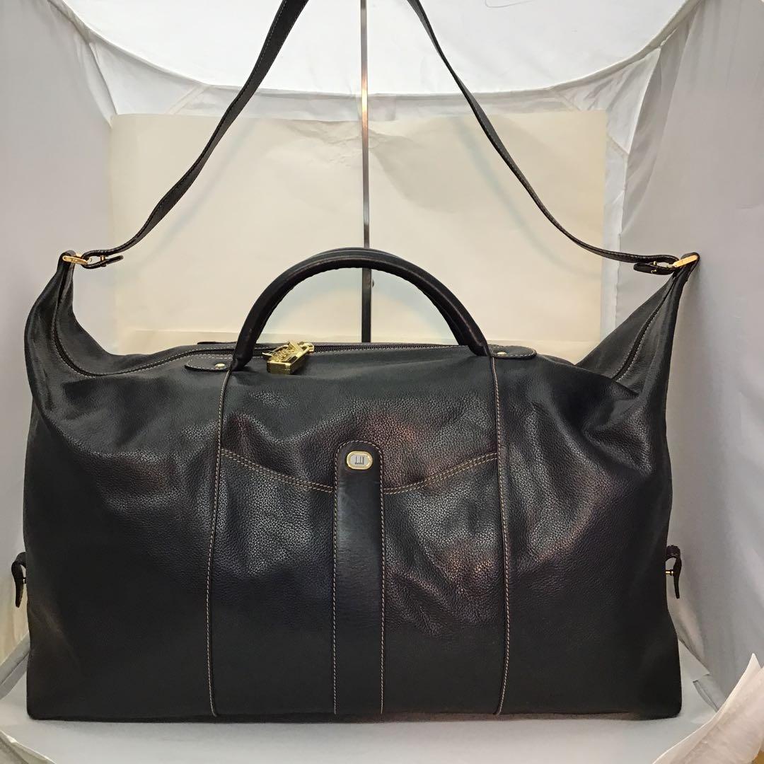 ‼️ダンヒルdunhill‼️ブラック レザー　2wayショルダー付きボストンバッグ