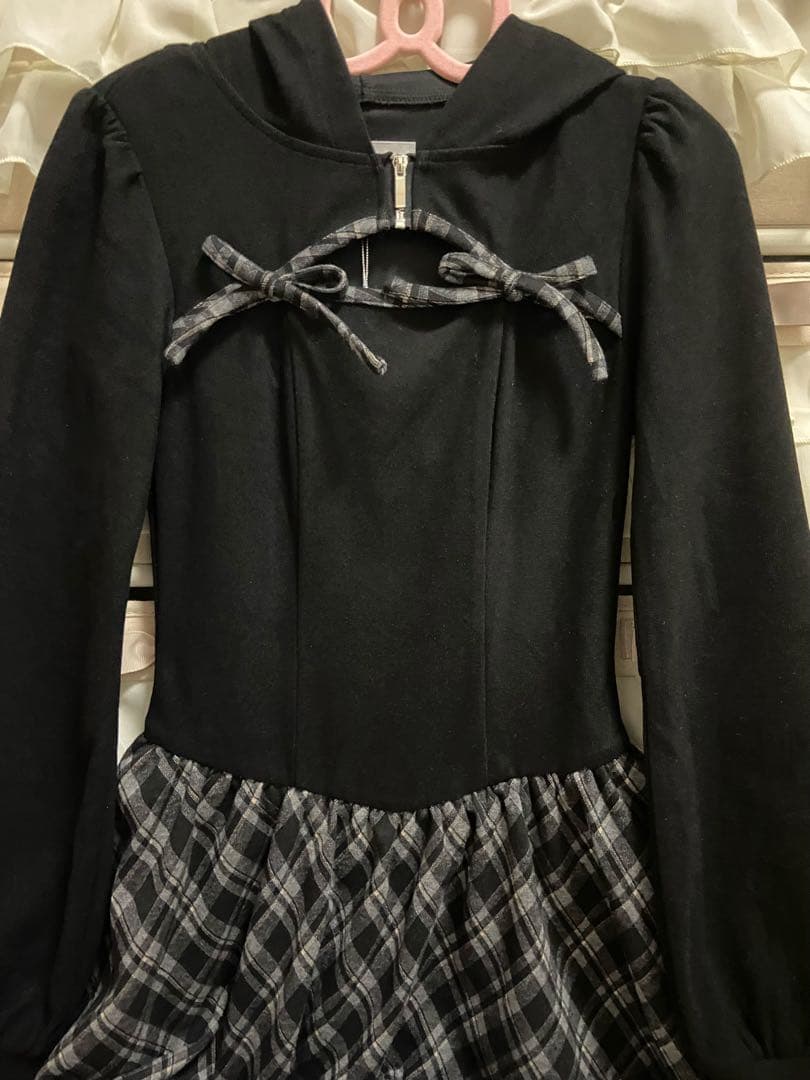 BUBBLES バブルス チェックパーカーワンピース