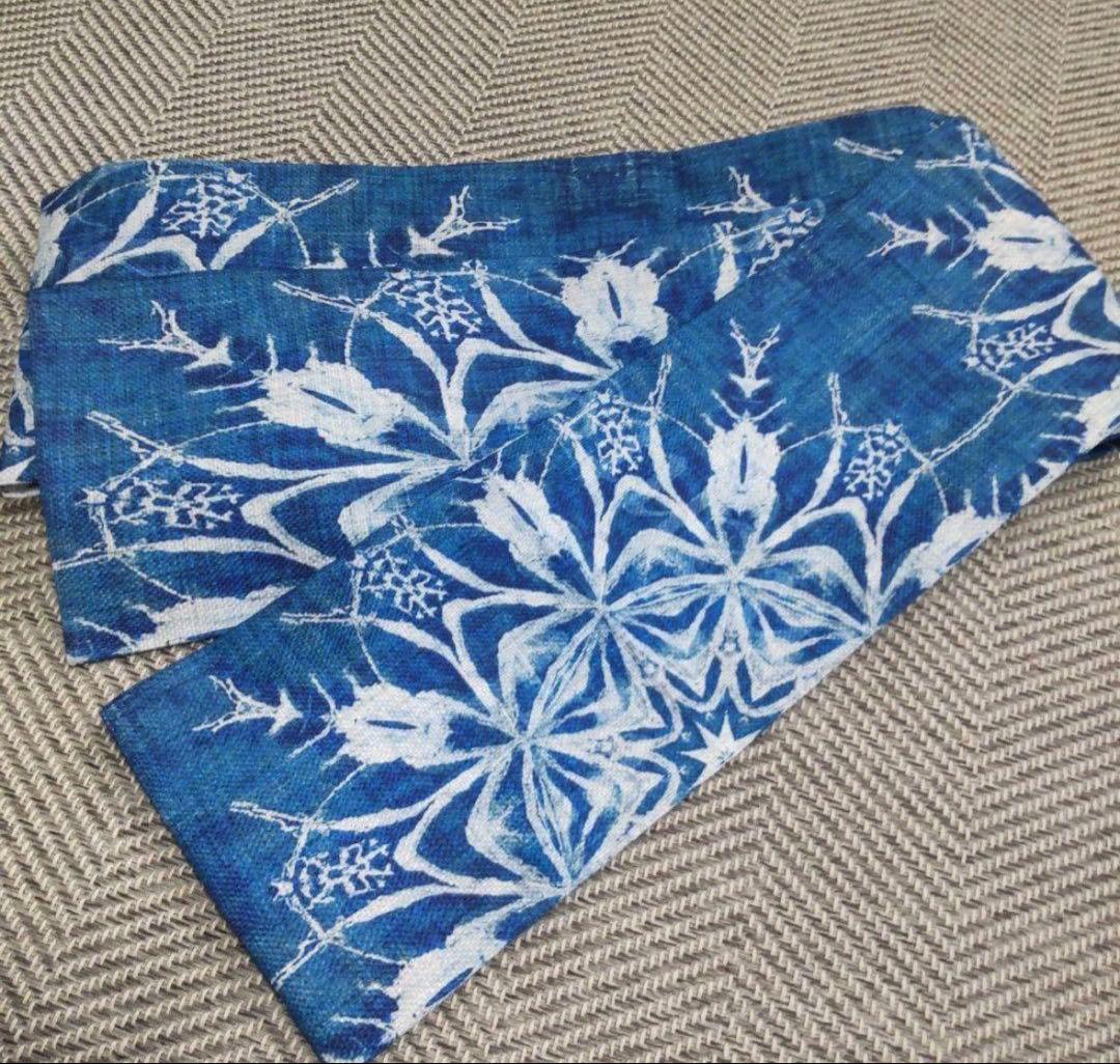 半幅帯　ブルーホワイト