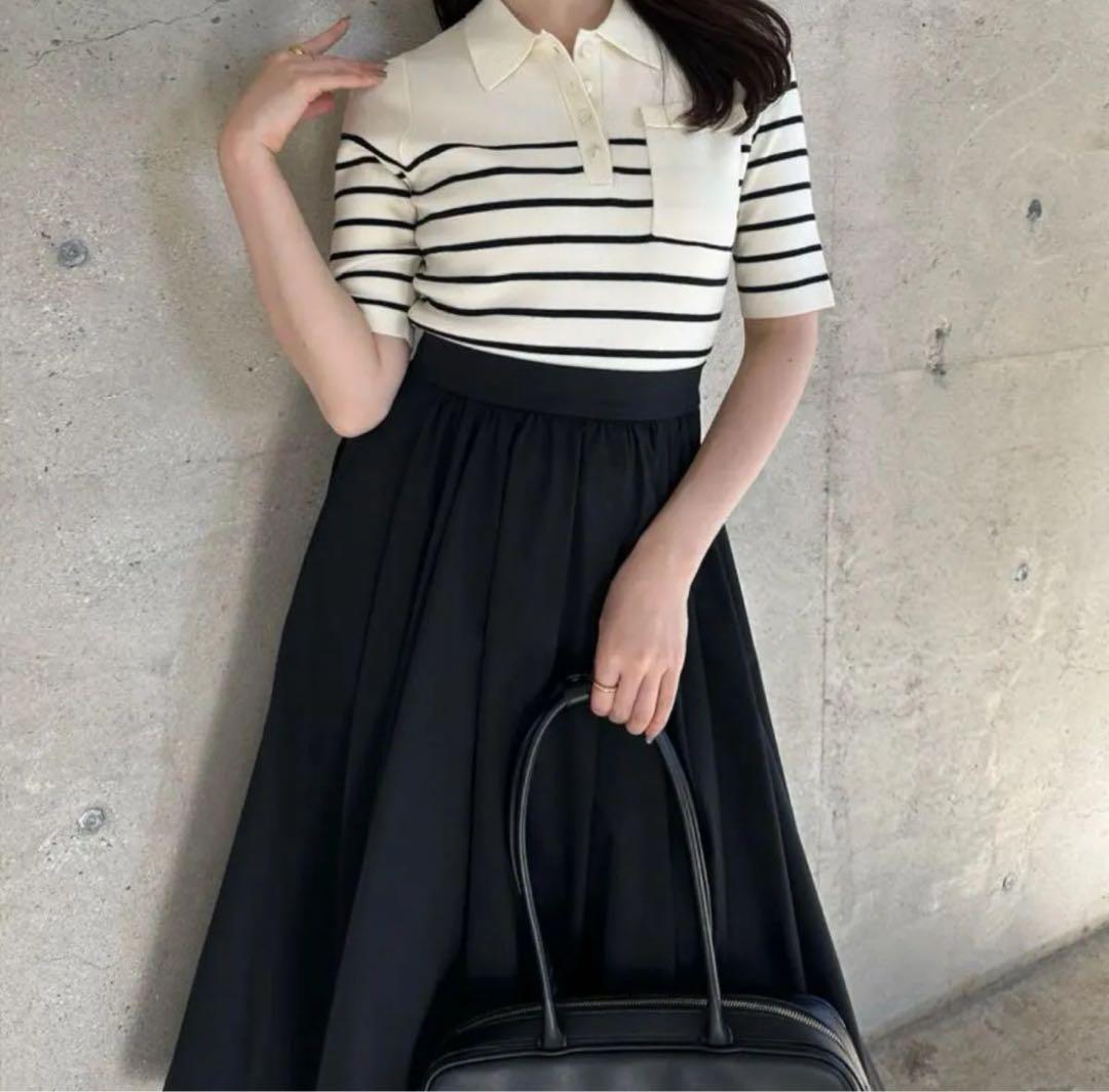 anuans アニュアンス　ポロニットドッキングワンピース　ボーダー　Mサイズ