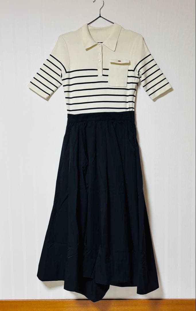 anuans アニュアンス　ポロニットドッキングワンピース　ボーダー　Mサイズ