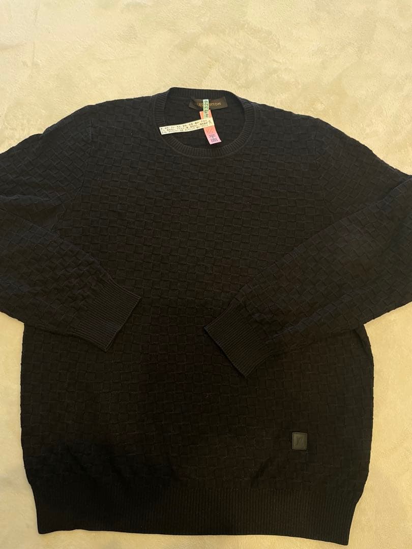 LOUIS VUITTON ブラックダミエ柄　ニットセーター　　XL