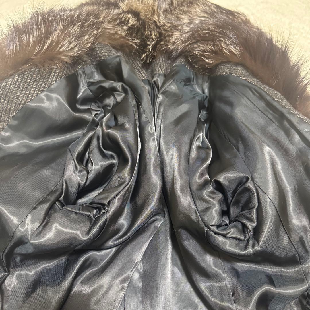 【マッサバルド】カシミヤ シルバーフォックスファー付き ロング丈コート